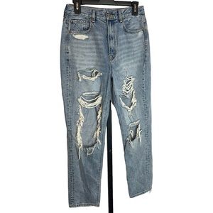 American Eagle Outfitters Highest Rise Mom Jeans Heavily Distressed, size 6